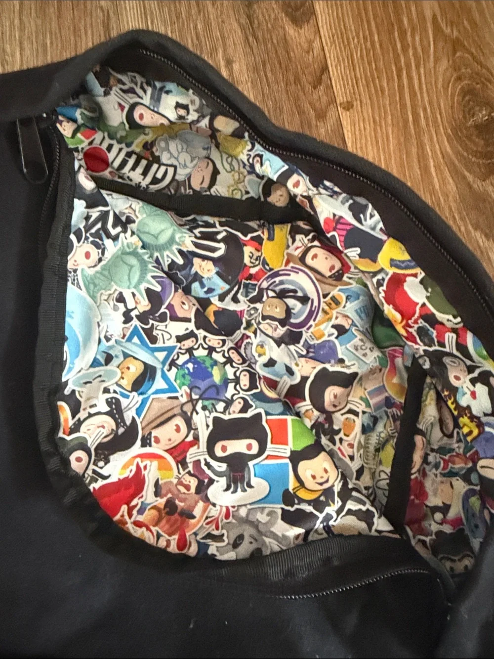 Black Men's Backpack with Colorful OctoCat& things f Printed Interior